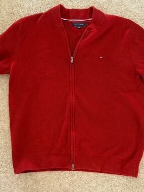 Tommy Hilfiger Red Full-Zip Knit Jacket